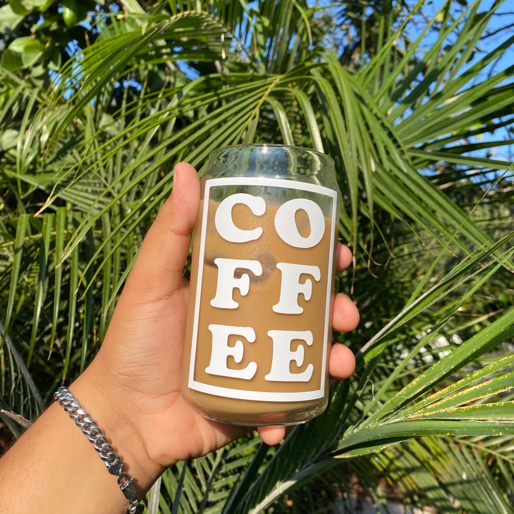 COFFEE Beer Can Shaped Glass Cup